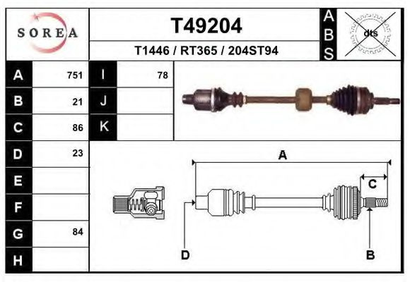 Planetara RENAULT MEGANE I Break (KA0/1) (1999 - 2003) EAI T49204 piesa NOUA