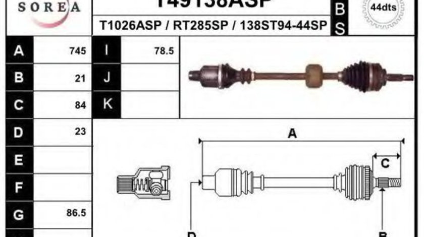 Planetara RENAULT MEGANE I Scenic (JA0/1) (1996 - 2001) EAI T49138ASP piesa NOUA