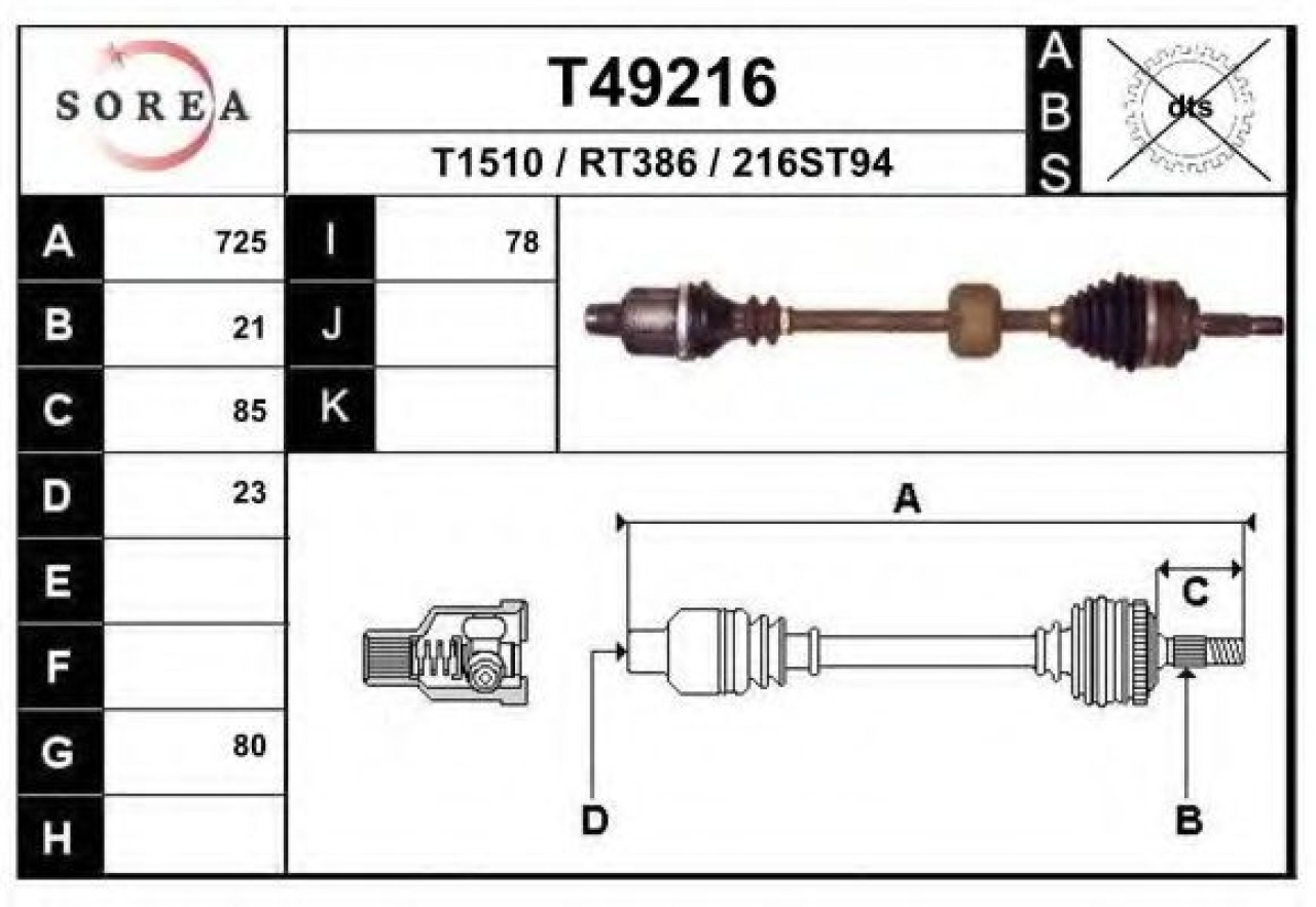 Planetara RENAULT SYMBOL I (LB0/1/2) (1998 - 2008) EAI T49216 piesa NOUA
