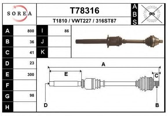 Planetara SKODA OCTAVIA II Combi (1Z5) (2004 - 2013) EAI T78316 piesa NOUA