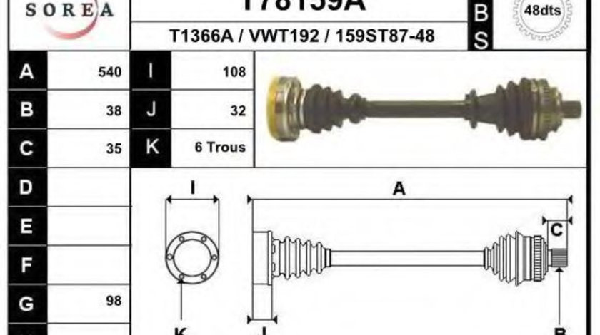 Planetara VW TRANSPORTER IV platou / sasiu (70XD) (1990 - 2003) EAI T78159A piesa NOUA