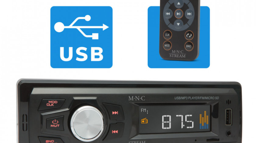 Player auto M.N.C \'Stream\' cu telecomandă (AUX/USB/SD/MMC) 39709