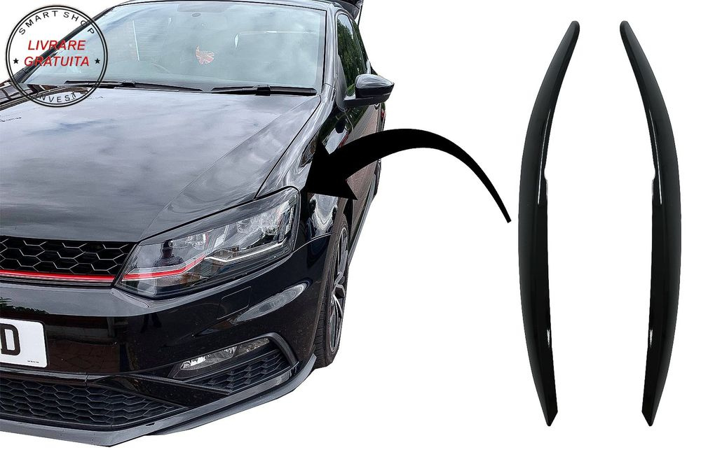 Pleoape Faruri VW Polo 6R 6C (2009-2017) Negru Lucios- livrare gratuita