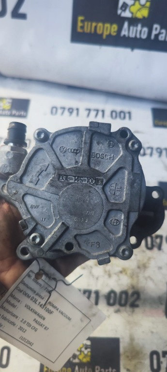 Pompa vacuum Audi A3 2.0 TDI , 170 cp / 125 kw , cod motor CFG, an de fabricatie 2012 cod 03L145100F