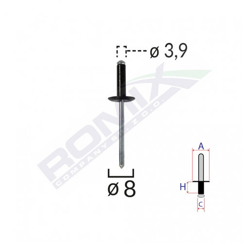 Popnit Universal Negru 3.9mm Set 10 Buc Romix 57051-RMX
