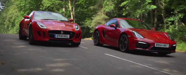 Porsche Cayman GTS si Jaguar F-Type V6 S se lupta pentru banii tai