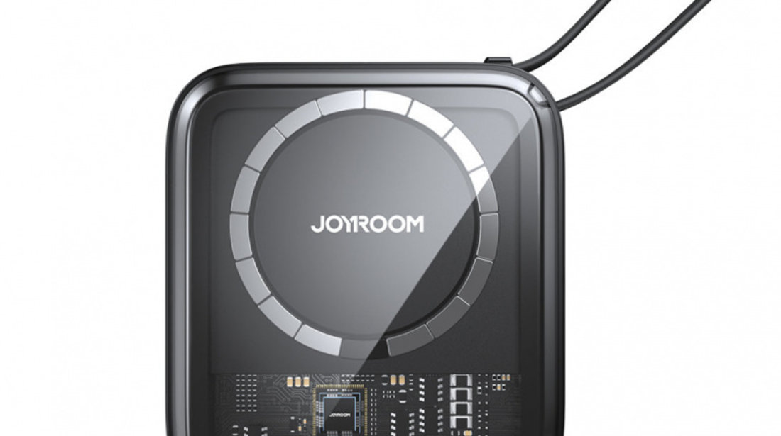 Power Bank Cu Inducție Joyroom 10000mAh Icy Series 22,5W Cu Cablu USB C încorporat Negru (JR-L006)