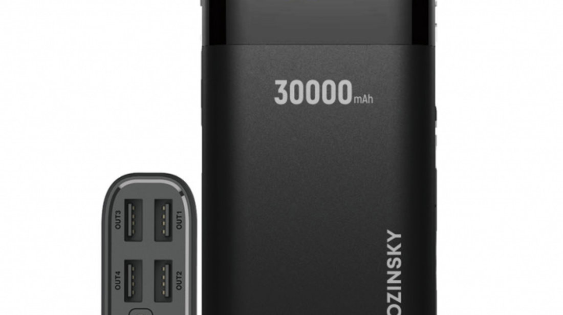 Powerbank Wozinsky 30000mAh Li-Po 4 X USB Cu Afișaj LCD 2 A Negru (WPB-001BK) 5907769300349