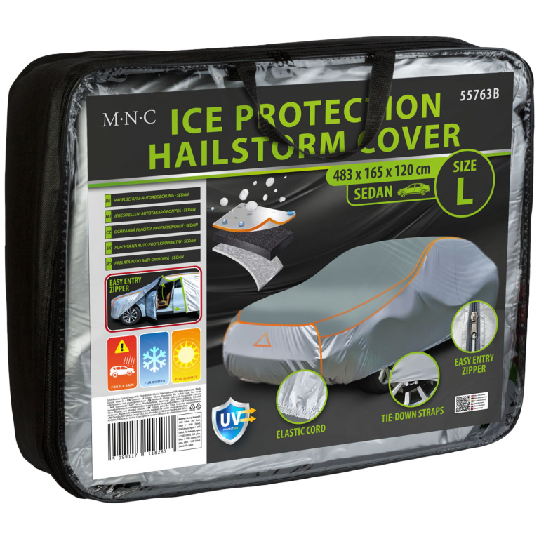 Prelată Auto Impermeabilă Anti-Grindină Pentru Sedan, Mărimea L, 483 x 178 x 120 cm Mnc 55763B