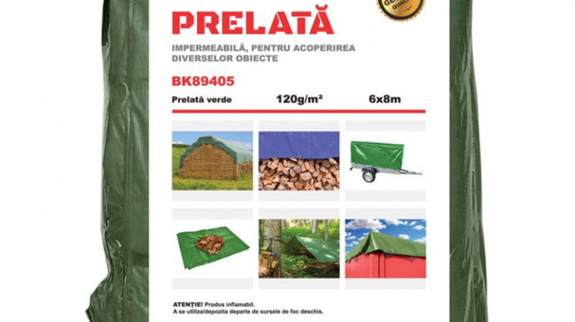 Prelata Cu Ochiuri De Prindere 120g/m2 Verde 6x8M Breckner Germany Cod BK89405 120721-4