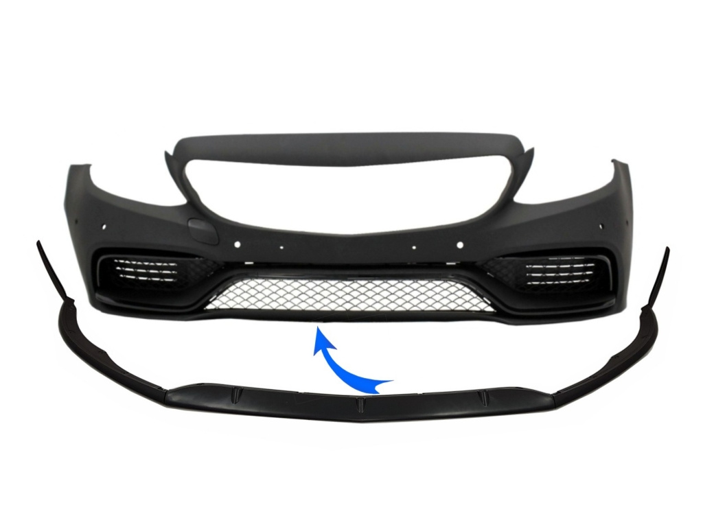 Prelungire Bara Fata compatibil cu Mercedes C-Class W205 S205 A205 C205 Limo Coupe Station Wagon Cabiolet (2014-up) Edition 1 Design Negru Mat FBLMBW205AMG