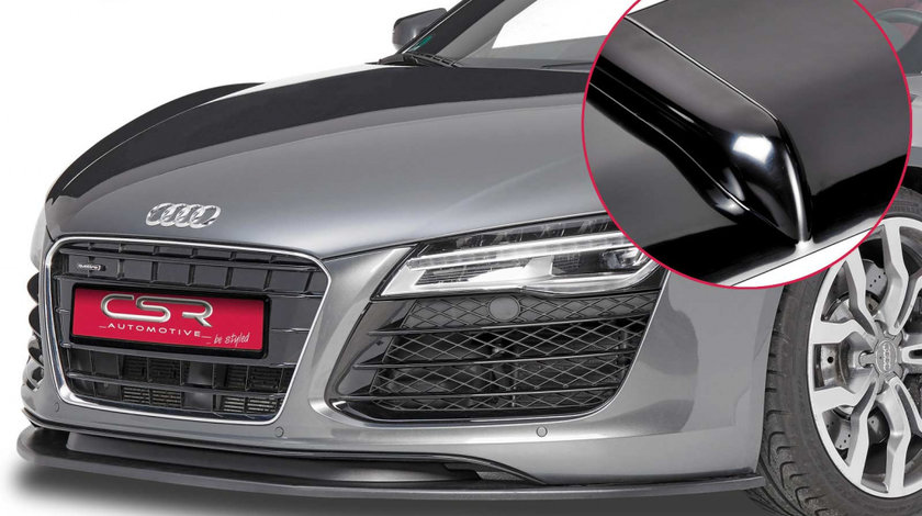 Prelungire Bara Fata Lip Spoiler Audi R8 toate modelele 2006-2015 CSR-CSL139-G Plastic ABS negru lucios
