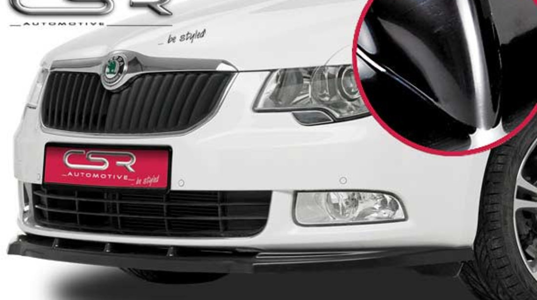 Prelungire Bara Fata Lip Spoiler Skoda Superb II toate modelele 2008-06/2013 CSR-CSL031-G Plastic ABS negru lucios