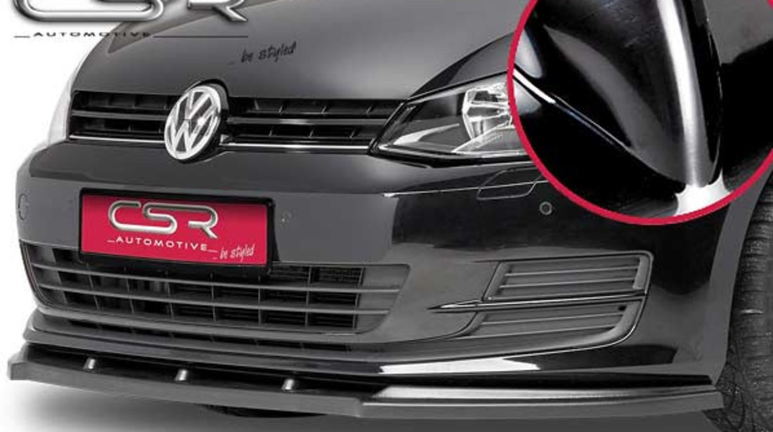 Prelungire Bara Fata Lip Spoiler VW Golf 7 in afara de GTI/R-Line/R 08/2012- CSR-CSL047-G Plastic ABS negru lucios