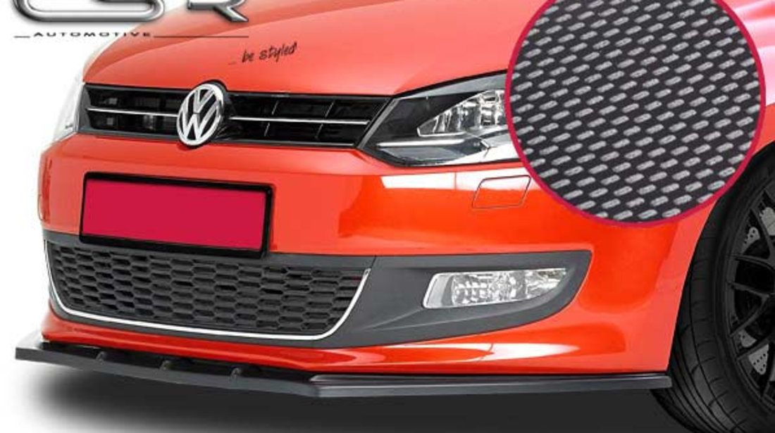 Prelungire Bara Fata Lip Spoiler VW Polo 6R toate modelele in afara de GTI/Cross ab 2009 CSR-CSL038-C Plastic ABS carbon look