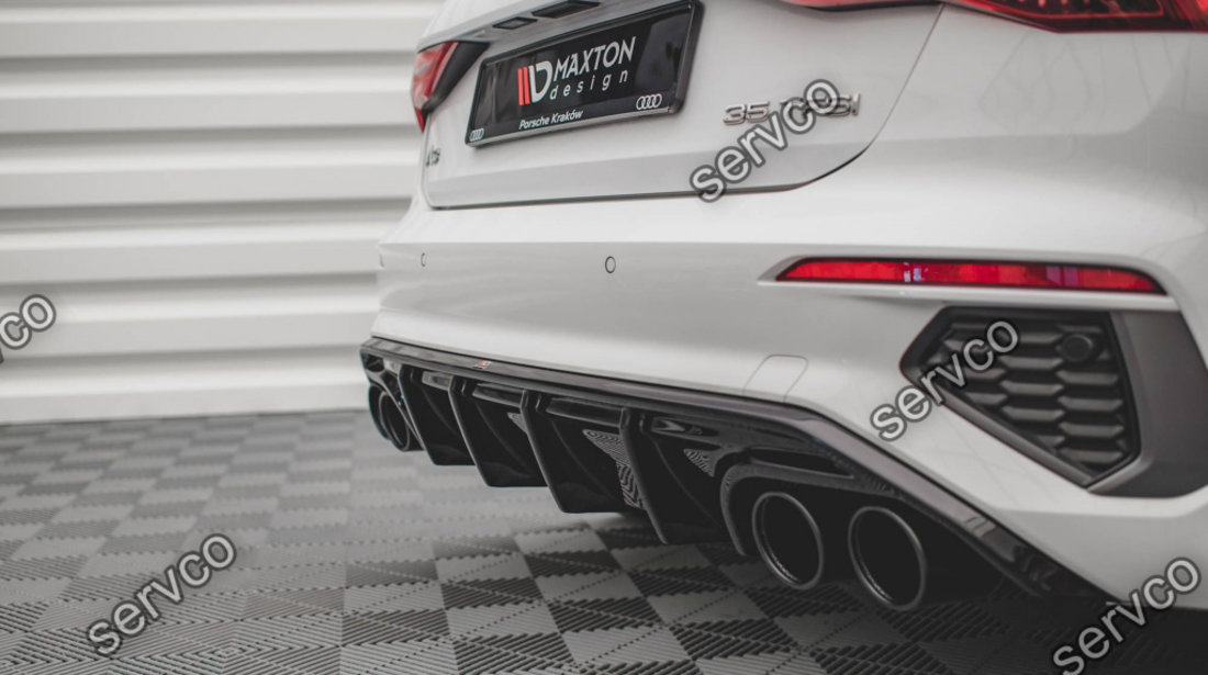 Prelungire difuzor bara spate si imitatii evacuare Audi A3 S-Line Sportback 8Y 2020- v14 - Maxton Design