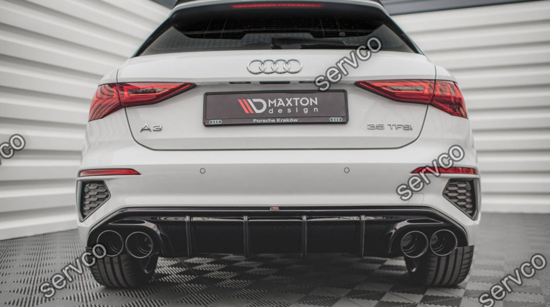 Prelungire difuzor bara spate si imitatii evacuare Audi A3 S-Line Sportback 8Y 2020- v14 - Maxton Design