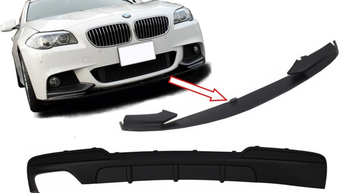 Prelungire Lip Bara Fata + Difuzor Bara Spate Evacuare Simpla Bmw Seria 5 F10 2011-2017 M-Performance Design RDBMF10MPSOTH