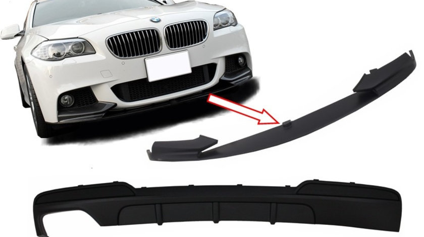 Prelungire Lip Bara Fata + Difuzor Bara Spate Evacuare Simpla Bmw Seria 5 F10 2011-2017 M-Performance Design RDBMF10MPSOTH