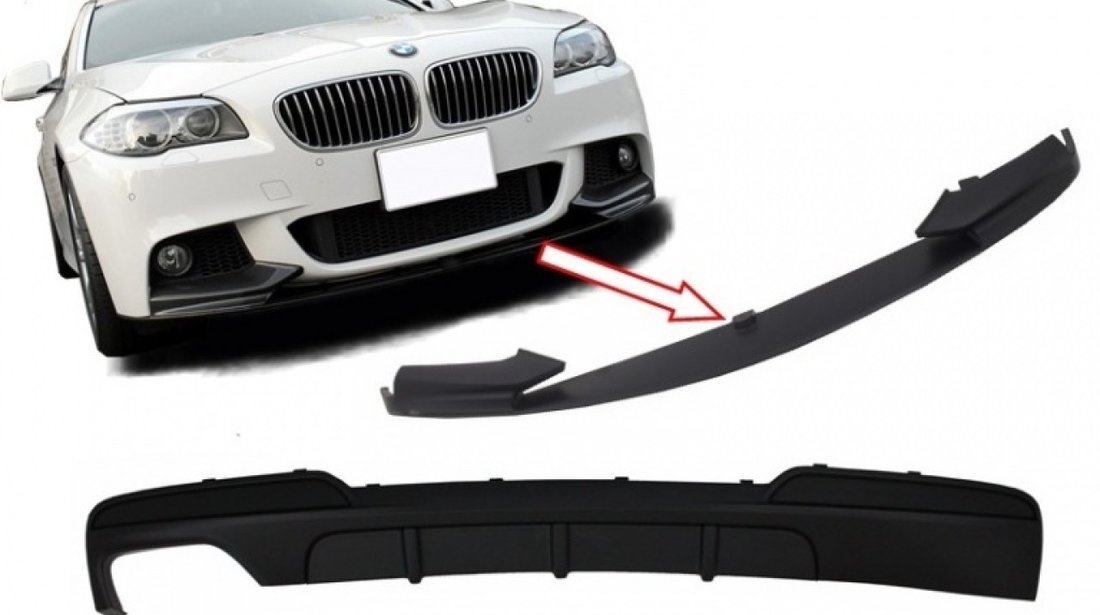 Prelungire Lip Bara Fata + Difuzor Bara Spate Evacuare Simpla Bmw Seria 5 F10 2011-2017 M-Performance Design