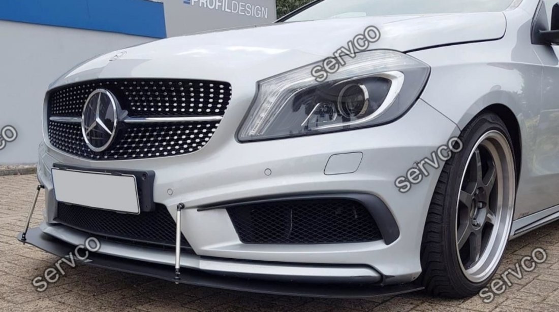 Prelungire splitter bara fata Mercedes A Class W176 AMG-Line 2012-2015 v2 - Maxton Design