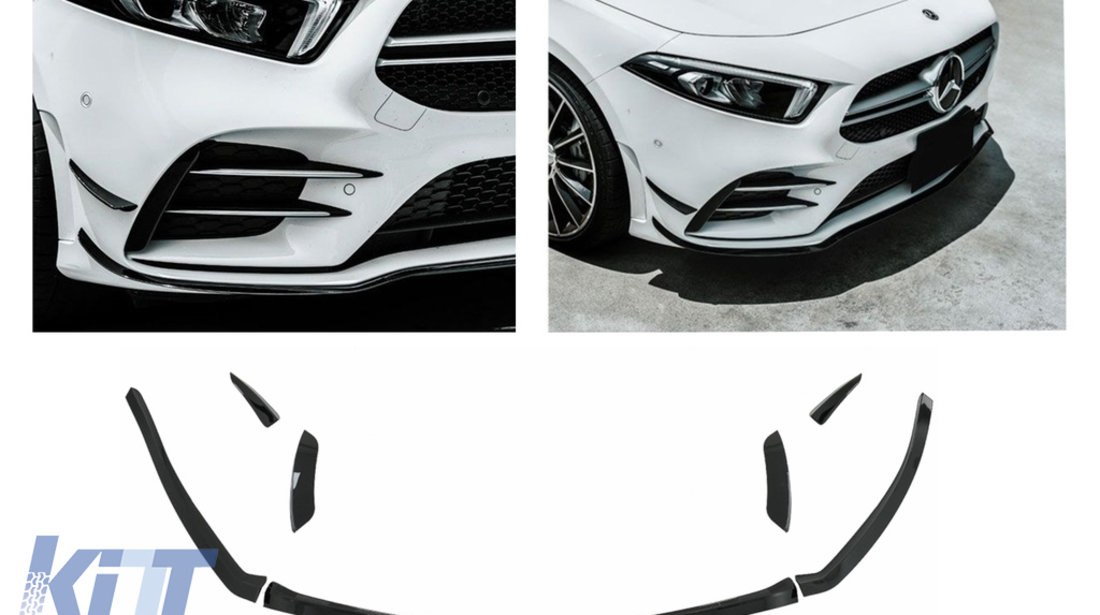 Prelungiri Aero Bara Fata compatibil cu Mercedes A Class W177 Hatchback V177 Sedan (2018-up) Negru Lucios