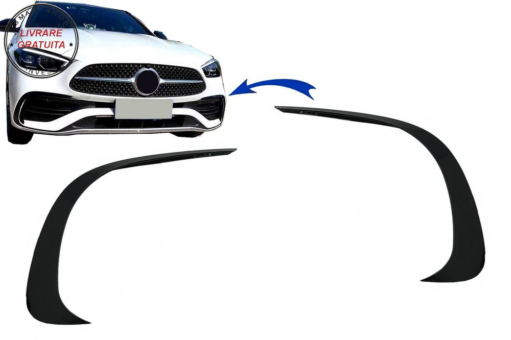 Prelungiri Bara Fata Aero Mercedes C Class W206 Sport Line (2021-Up) Negru Lucios- livrare gratuita