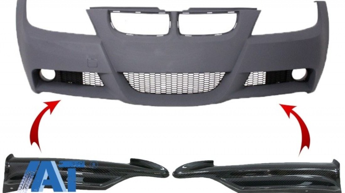 Prelungiri Carbon compatibil cu BMW 3 Series E90 E91 Sedan Touring (2005-2008) pentru Bara Fata M-tech