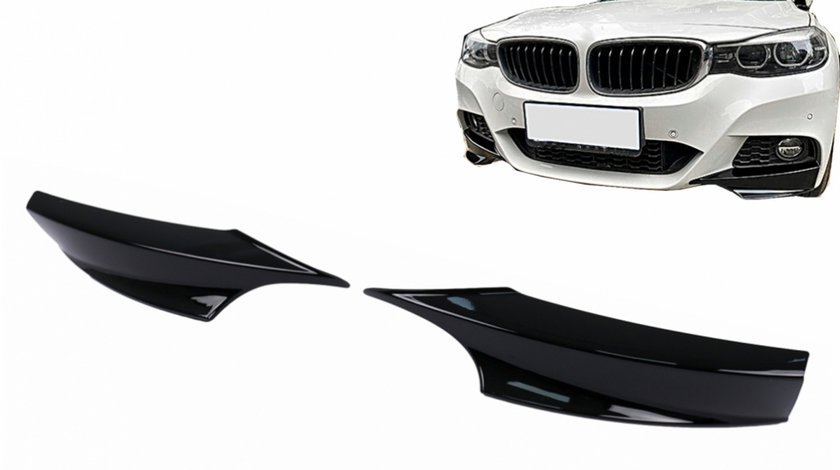 Prelungiri Laterale Bara Fata compatibil cu BMW Seria 3 F34 GT (2013-2020) Negru Lucios FLSBMF34MT