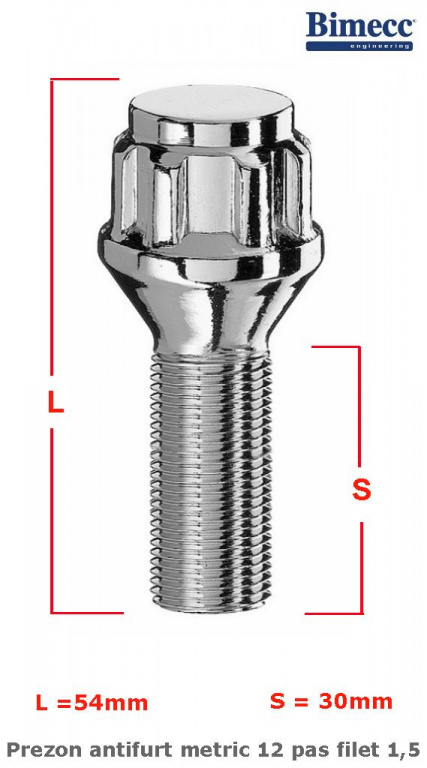 PREZOANE ANTIFURT METRIC 12 PAS FILET 1,5 30MM CONIC – COD AN121530C