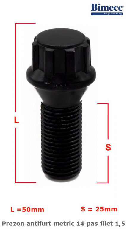 PREZOANE ANTIFURT METRIC 14 PAS FILET 1,5 25MM CONIC – COD AN141525CB