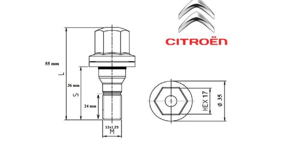 Prezoane Originale Citroen M12 x 1,25  cu saiba plata