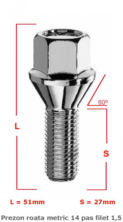 PREZON ROATA METRIC 14 PAS FILET 1,5 27MM CONIC – COD P141527C