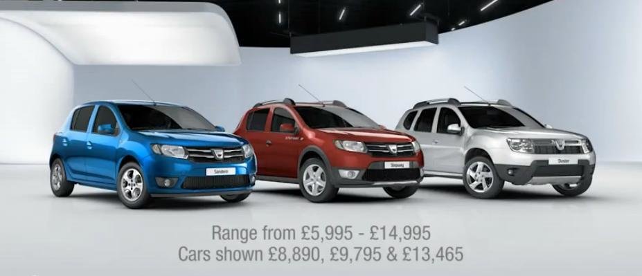 Prima reclama pe 2013 la noile modele Dacia in Anglia