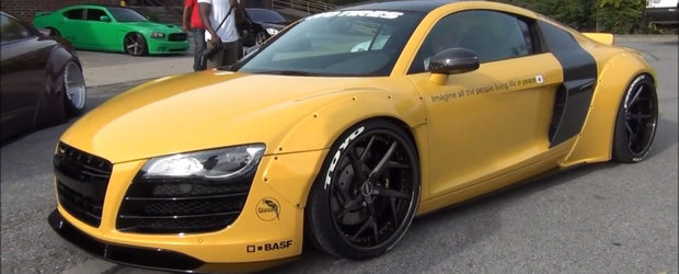 Primul Audi R8 modificat de Liberty Walk nu poate fi altfel decat... extrem de lat si jos