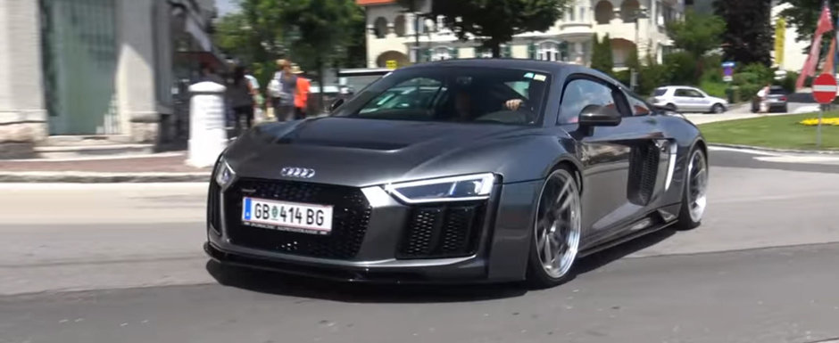 Primul Audi R8 V10 Plus tunat de Prior Design a fost surprins in Austria. Sunetul face toti banii