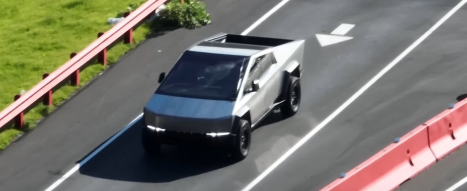 Primul pick-up de la Tesla a debutat oficial si e diferit de tot ce ai vazut la viata ta. Noul Cybertruck, surprins complet necamuflat pe pista de incercari a fabricii din California