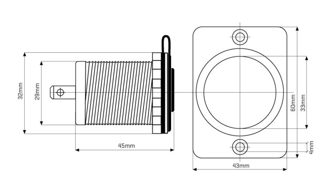 Priză încorporată Euro 12v/24v Cu Suport De Priză (58083) Carmotion 86117