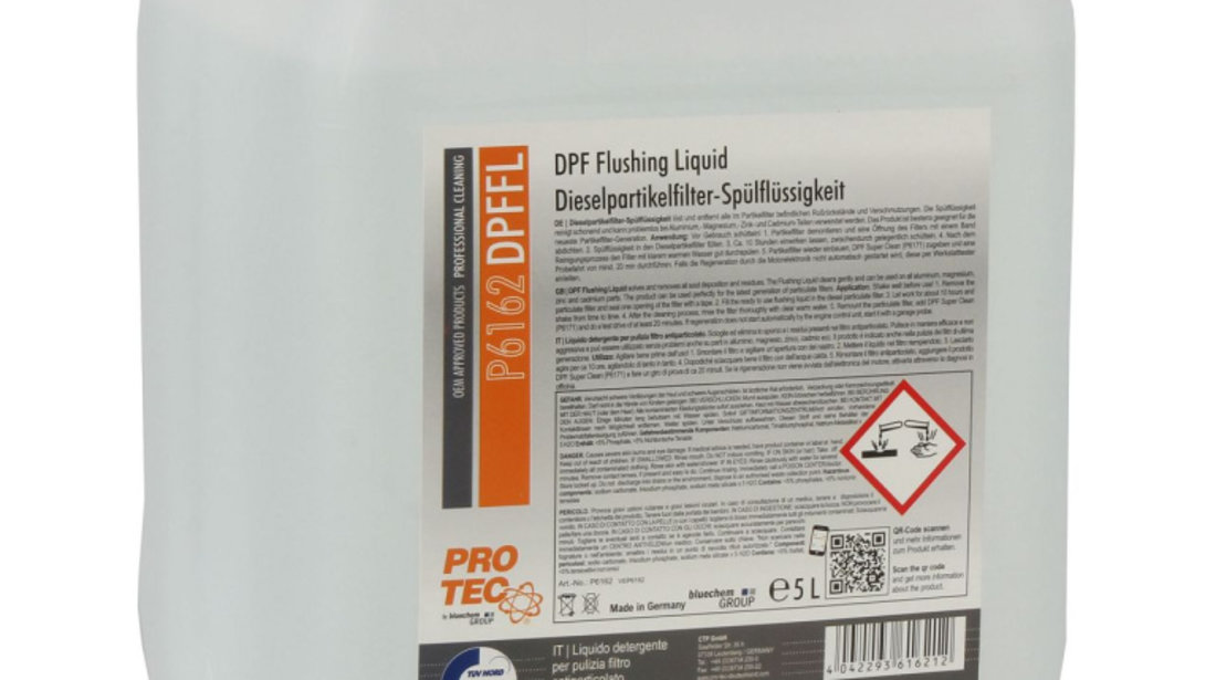 Pro Tec Dpf Flushing Liquid Solutie Curatare Filtru De Particule Auto 5L PRO6162
