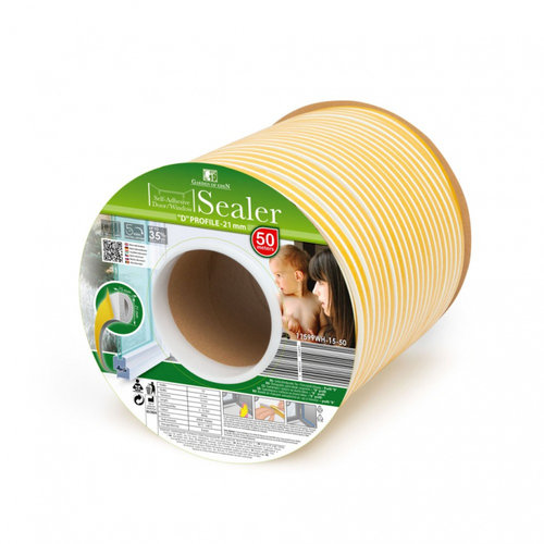 Profil izolator autoadeziv pt. ferestre si usi, profil „D” - 50 m - 21mm 11599WH-15-50