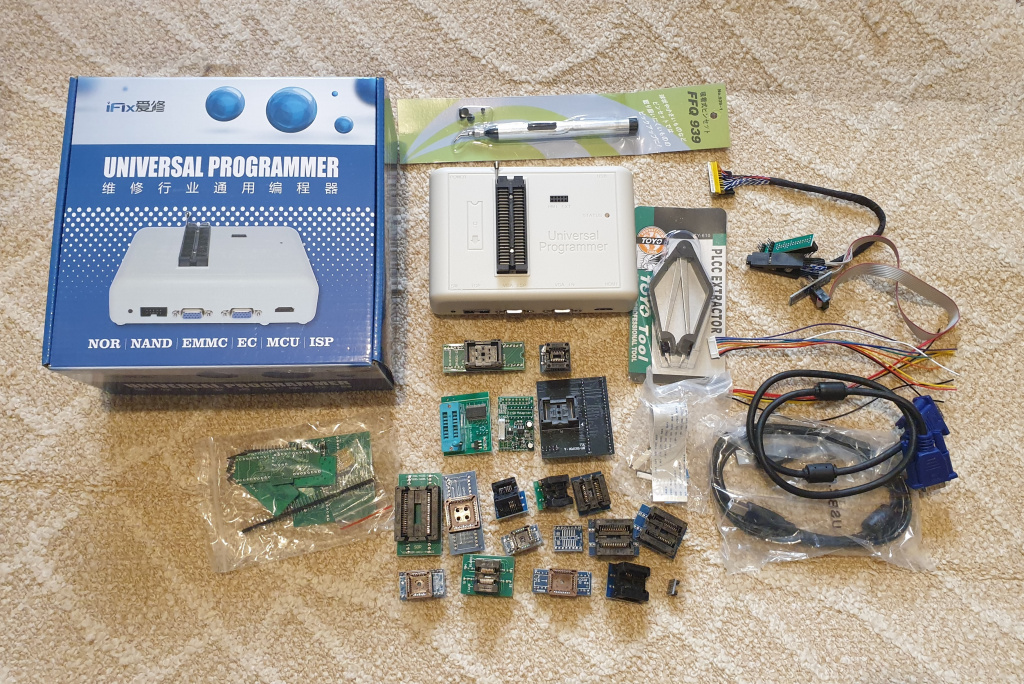 Programator universal RT809H EMMC-Nand FLASH + 34 adaptoare + cablu EMMC-Nand