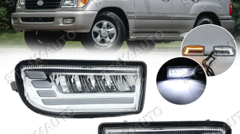 PROIECTOARE LED CU LUMINI DE ZI DRL SI DYNAMIC SEMNALIZARE TOYOTA LAND CRUISER FJ100 1998-2007 [V3]