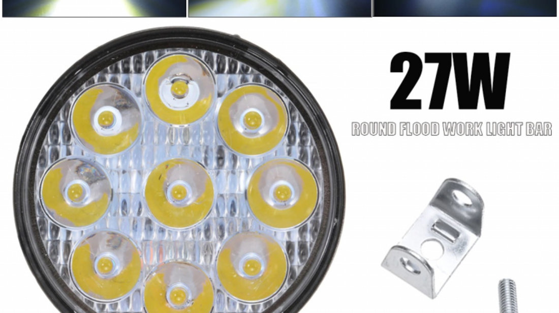 Proiector Led 27W 12/24V 6000K Rotund PL 027