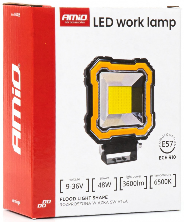 Proiector Led Amio 12V / 24V 48W 3600Lm Alb 6500K / Galben AWL82 04426