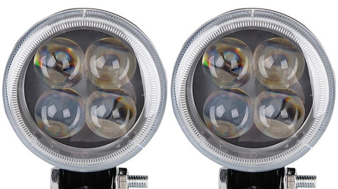 Proiector LED ART32012 12W SPOT 4D cu Angel eyes 12/24V