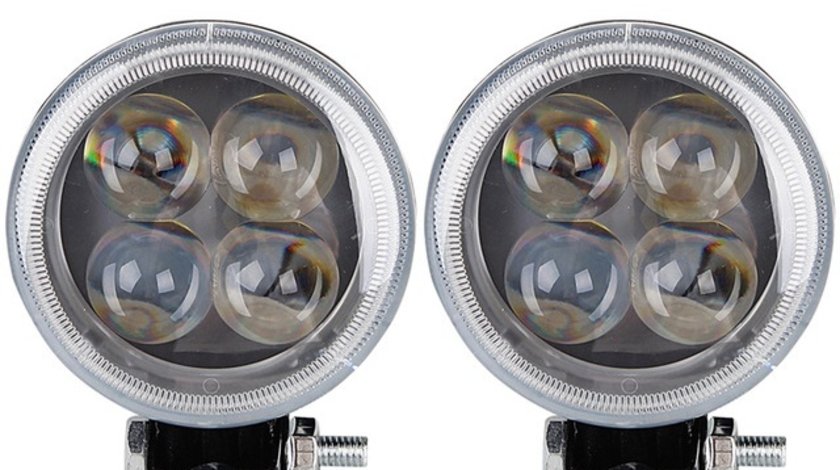 Proiector LED ART32012 12W SPOT 4D cu Angel eyes 12/24V