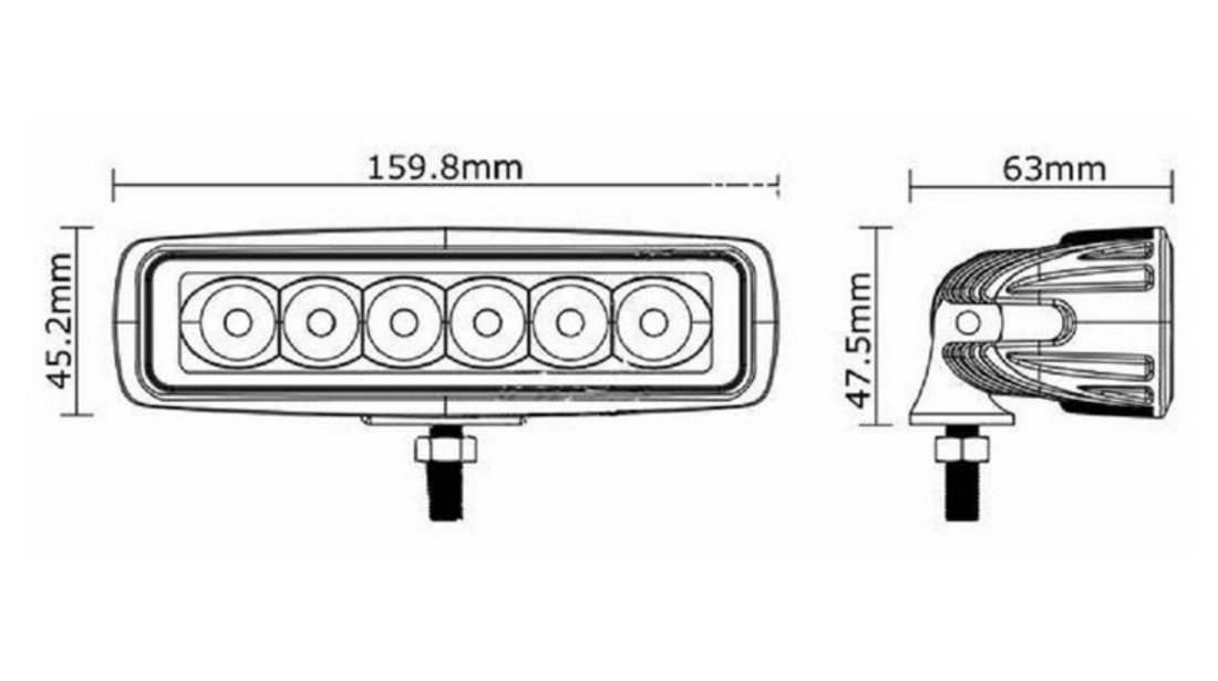 Proiector Led Auto Offroad 18W/12V-24V 1320 Lumeni Lungime 16CM Spot Beam 25 Grade 712216