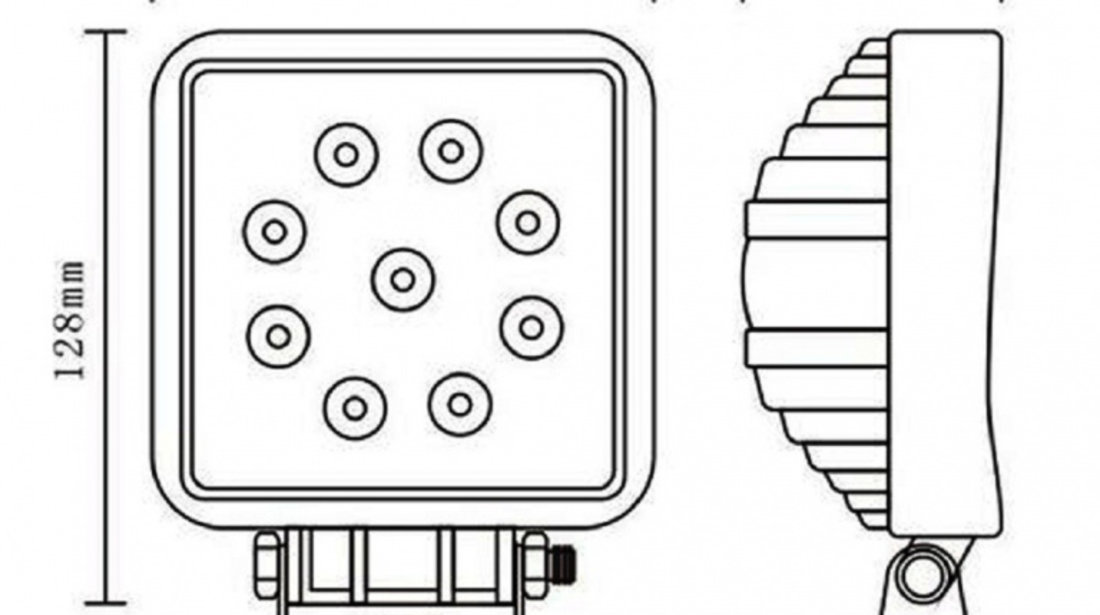 Proiector Led Auto Offroad 27W/12V-24V 1980 Lumeni Patrat Flood Beam 60 Grade 503675