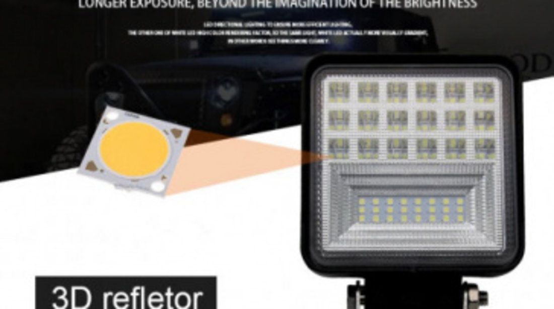 Proiector Led Auto Offroad 7D 63W/12V-24V 5040 LM Patrat Flood Beam 150 Grade 718473