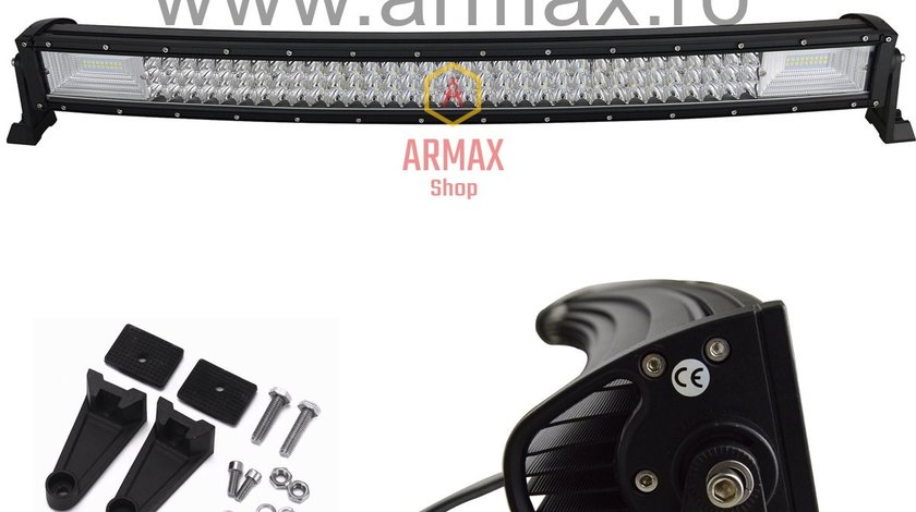 Proiector led bar curbat 405W 86 Cm 7D offroad atv camion tir utilaj